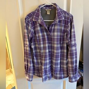Duluth Trading Co. Purple Plaid Button Down Shirt